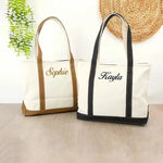 sac main moderne toile brodé doux poignées détachables blanc bleu marron vert rose