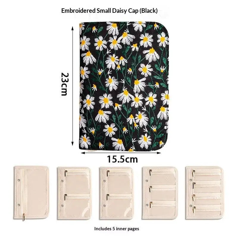sac rangement bijoux fleurs papillons motifs floraux zips beige doré bleu rose verte Jaune