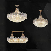 lustre moderne cristal transparent suspension dorée luxueux chambre salon