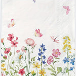 serviettes jetables papier fleurs colorées classiques pack 100pcs blanc rose bleu jaune vert floral