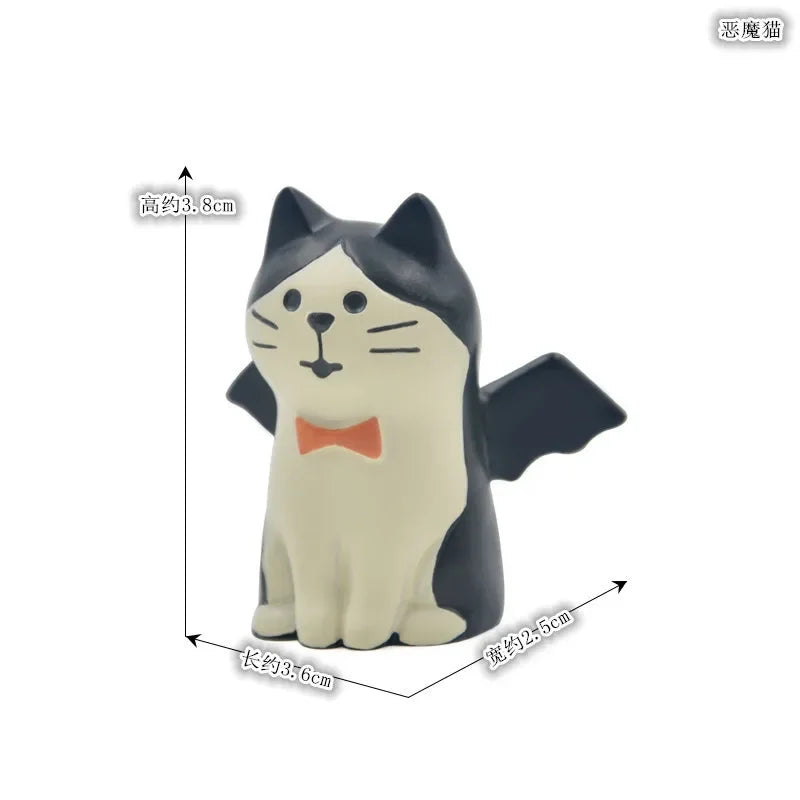 statuettes chats cartoon ailes blancs noirs decoration maison jardin collection erotique