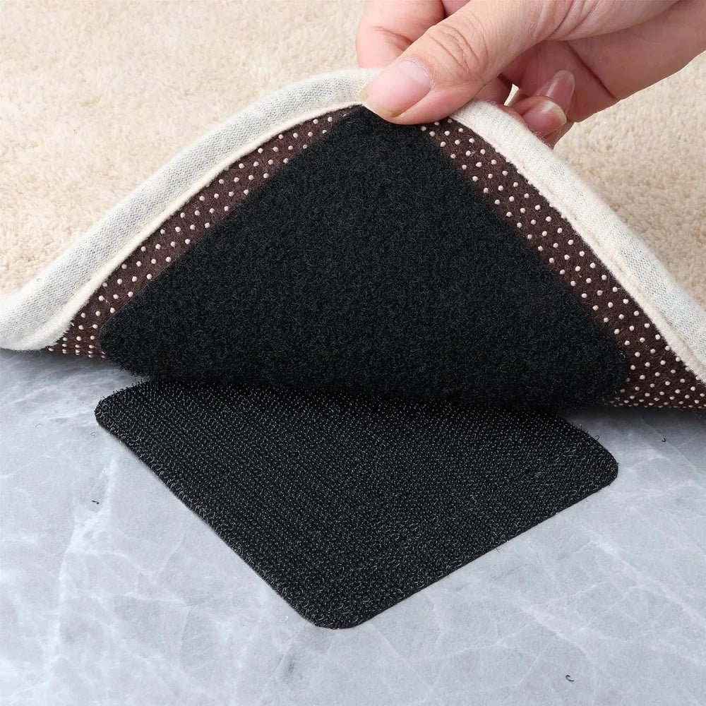 fixations antidérapantes tapis réutilisables adhésives poils longs modernes 6cmx6cm polyester nylon opaque beigeclair gris