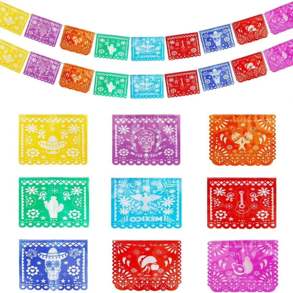 guirlande papier découpé mexicain multicolore motifs traditionnels artisanal décoratif halloween anniversaire