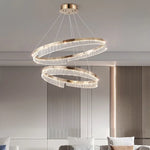 Suspension lumineuse moderne or transparent strass franges câbles suspendus led semi encastrée adjustable