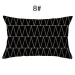 coussin lombaire jaune noir blanc bleu gris vert marron zigzag triangles moderne 30x50cm polyester
