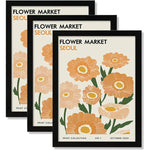 cadres photo modernes fleurs roses textes minimalistes noir blanc beige verre transparent trois pièces