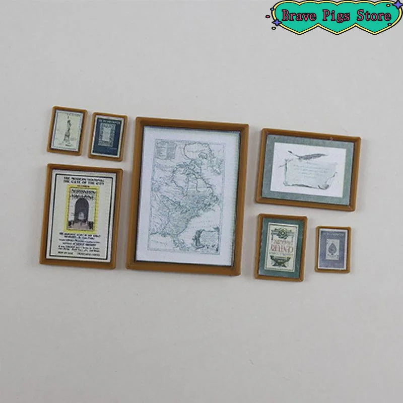 cadres photo miniatures vintage plantes bois clair paysages illustrations bleu gris minimalistes modernes