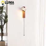 lampe murale moderne minimaliste bois texturé abatjour opaque orientable fixée mur