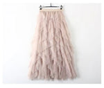 jupe tulle plissée rose noir élégante féminine asymétrique mi mollet translucide junior femme