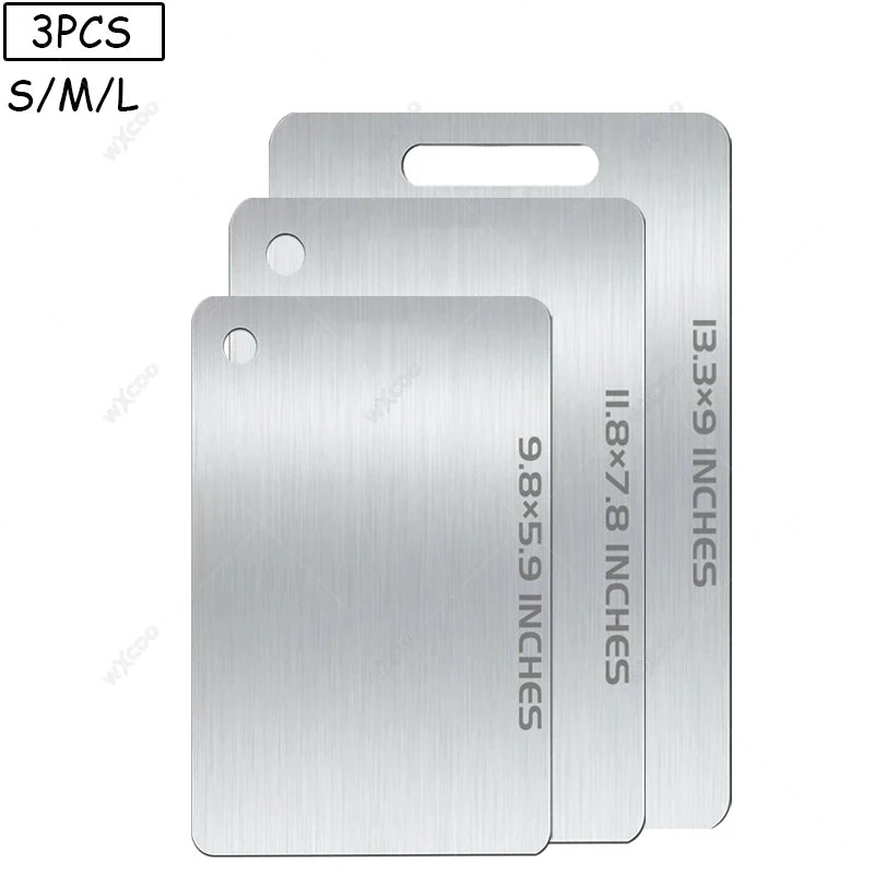 planche découper acier inoxydable lisse moderne poignées intégrées argenté utilitaire double face qualité alimentaire