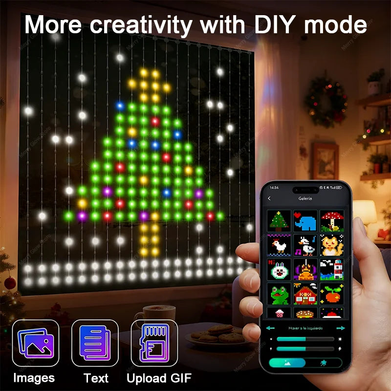 guirlande lumineuse led multicolore pixel art moderne clips synchronisation musicale festive