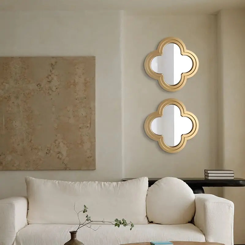 miroir moderne doré quadrilobé fixation murale accessoire décoration intérieure chinese