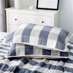 couverture lit patchwork bleu blanc non glissant respectueux environnement moderne adhésif