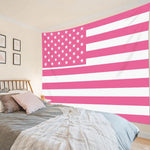 drapeau rose étoiles blanches décoration intérieure rayures horizontales accrochage salon classique vinyle