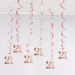 décoration anniversaire guirlande spirale rose doré moderne fête 21 30 40 50 années