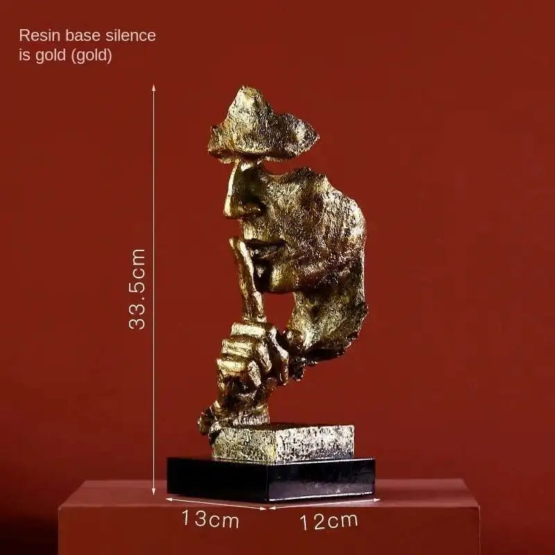statuette or silencieux homme masqué moderne abstraite art classique hauteur 31cm largeur 11cm poids