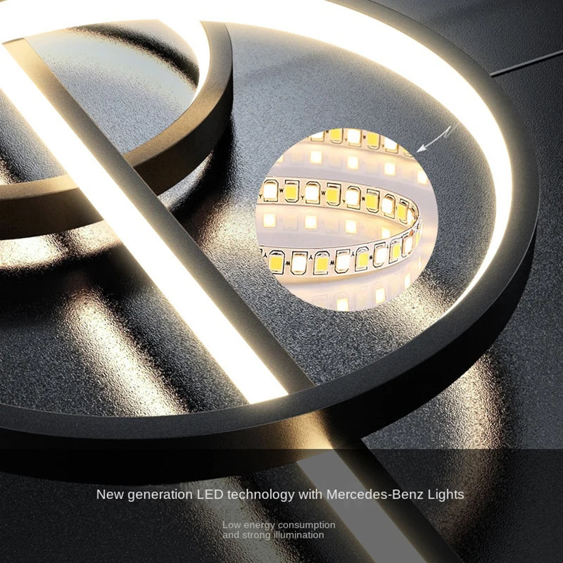 suspension lumineuse moderne minimaliste noir doré circulaire lisse led sources 10 15mètres carrés