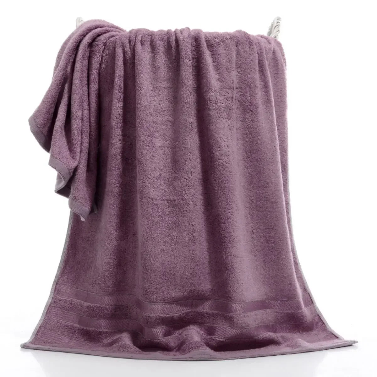 serviettes faciales absorbantes fibres bambou bleu violet beige rayures horizontales moderne