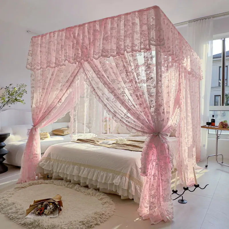 rideau lit blanc dentelle florale transparent classique maison adultes polyester coton unisexe