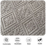 housse matelas jacquard motif géométrique gris clair élégante polyester élastique antidérapante adultes lit