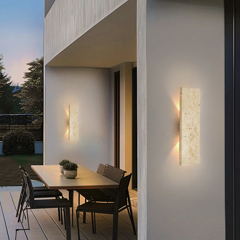 lampe murale moderne pierre naturelle ip65 led 110v 240v hydrofuge beigeclair beigefoncéextérieurintérieur