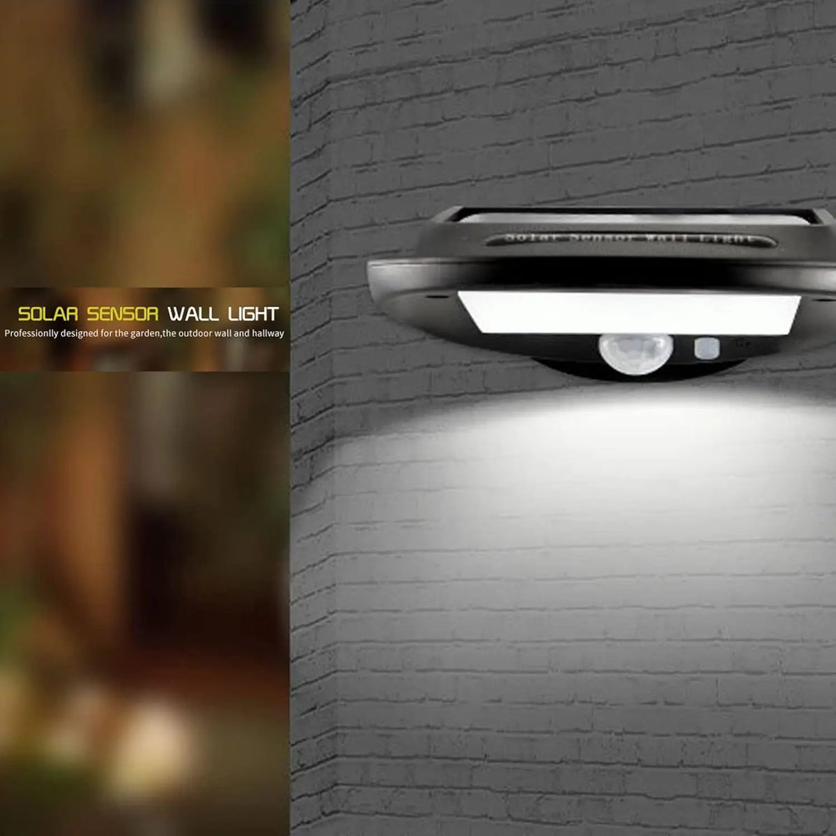 lampe solaire murale noire détecteur mouvement ip65 led moderne absextérieur autonomie