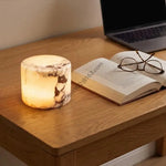 lampe table veilleuse rechargeable marbre naturel moderne blanc gris beige