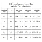 écran projection transparent blanc moderne 60 72 100 120 133 pouces