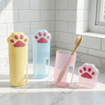 porte brosses dents tubes dentifrice motifs chats rose bleu beige adorable mignon enfantin translucent