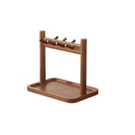 support rangement multifonctionnel bois naturel moderne porte bijoux cosmétiques marron clair sans fixation visible