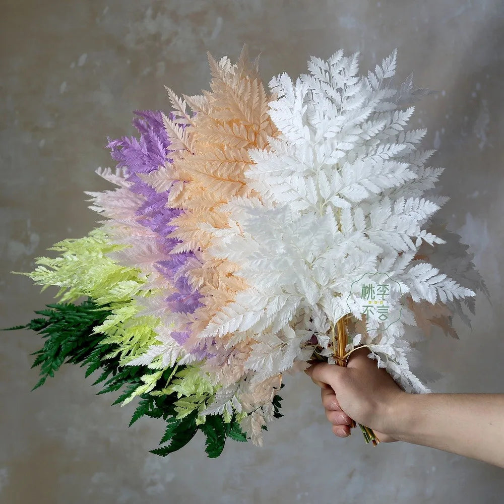 bouquet artificiel moderne violet beige blanc vert rose bleu feuilles fines minimalistes intérieur