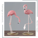 décoration maison oiseau flamant rose résine réaliste détail fin base plateau