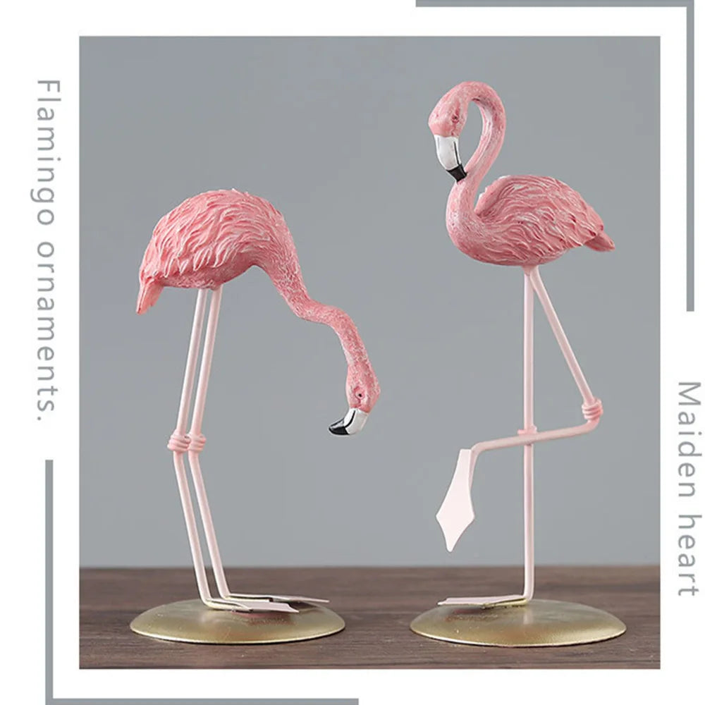 décoration maison oiseau flamant rose résine réaliste détail fin base plateau