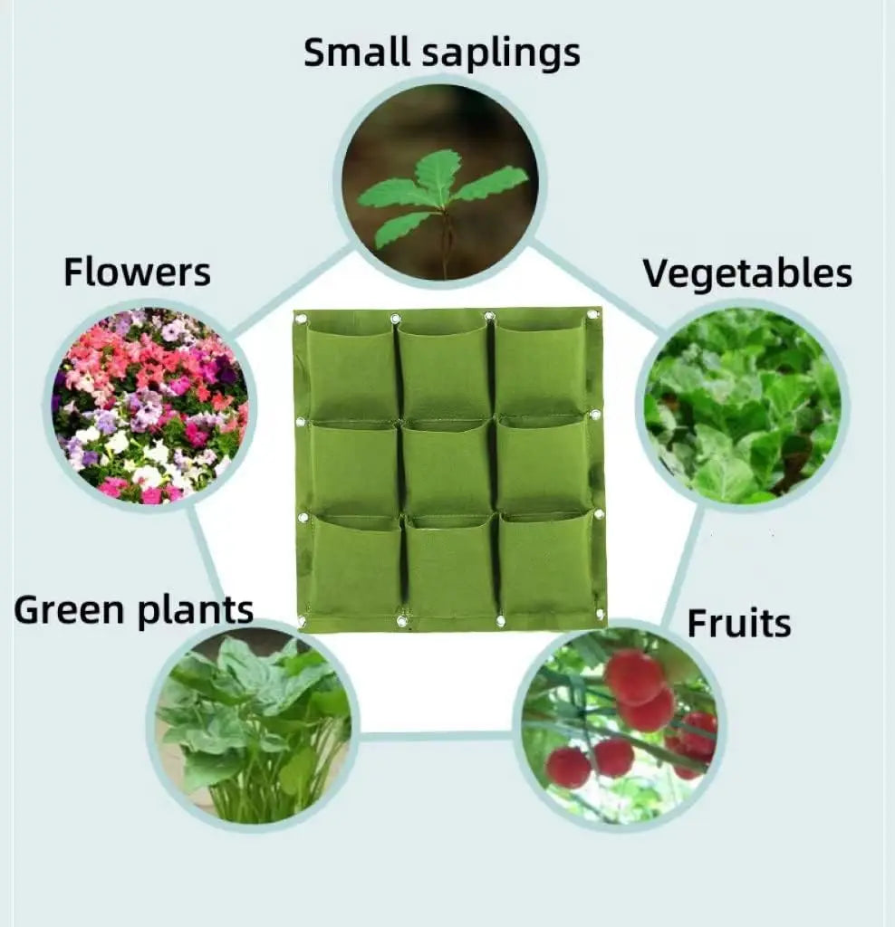 sac plantes muraux 18 poches feutre non tissé vert pratique moderne anneaux métalliquesextérieur