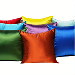 housse coussin satin polyester moderne beige uni lit 45x45 65x65 80x80 fixations invisibles