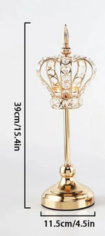décoration maison bougeoirs couronne or cristaux métal transparent royal glamour