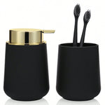 distributeur savon tasse dents noir mat moderne minimaliste respectueux environnement deux pièces