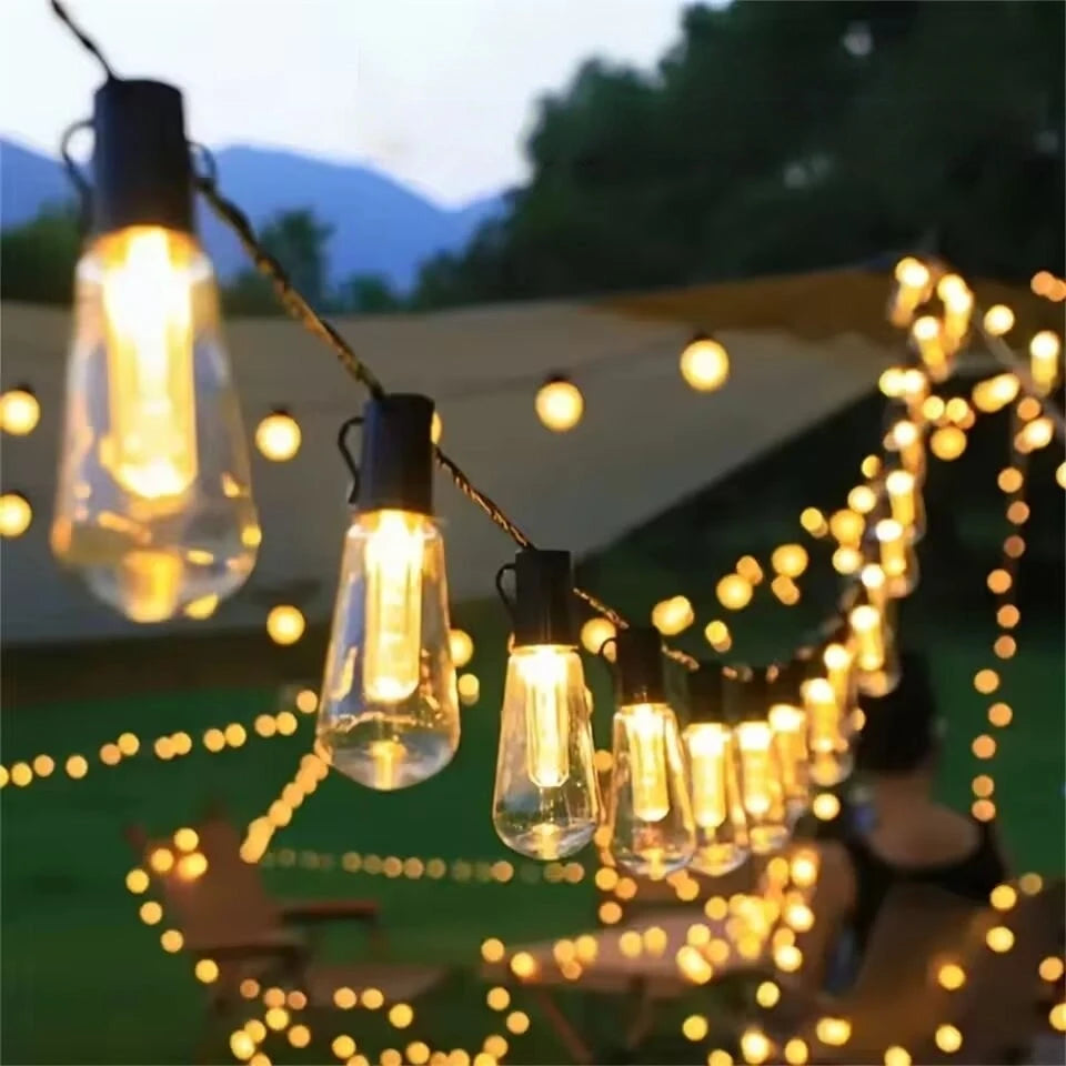 guirlande lumineuse solaire led ampoules edison vintage 5m 10led 8m 20led jaune orangé noir