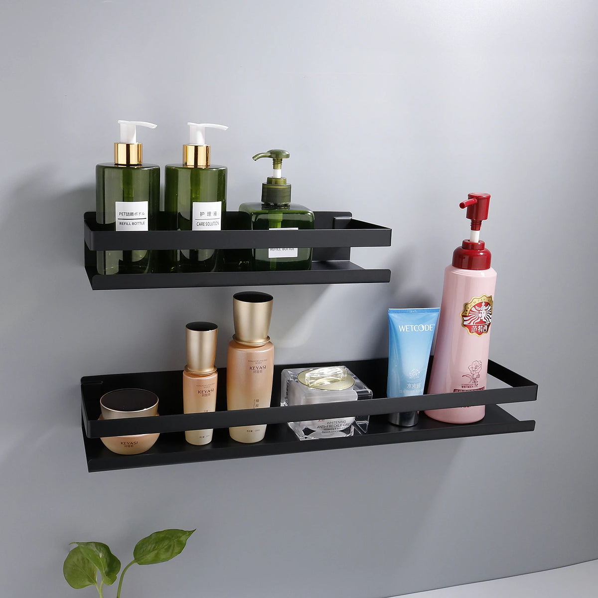 Support mural de douche en acier inoxydable noir mat