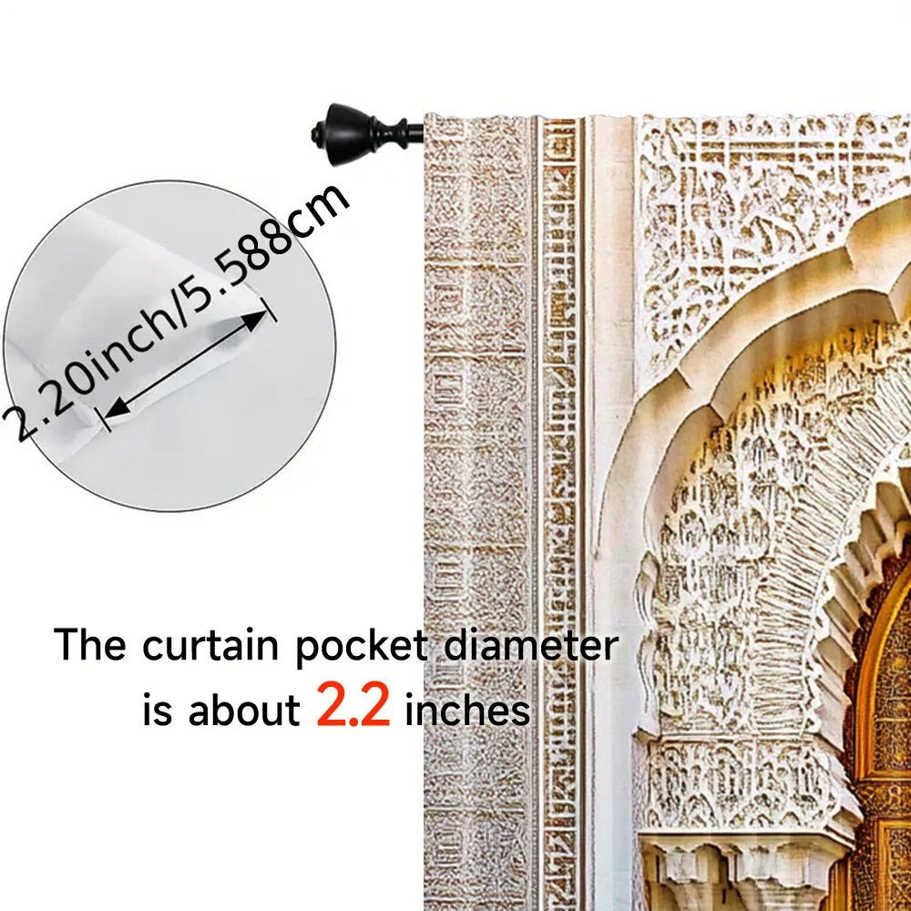 rideau or blanc ornements géométriques polyester opacité artisanal 140cm 240cm différentes tailles disponibles