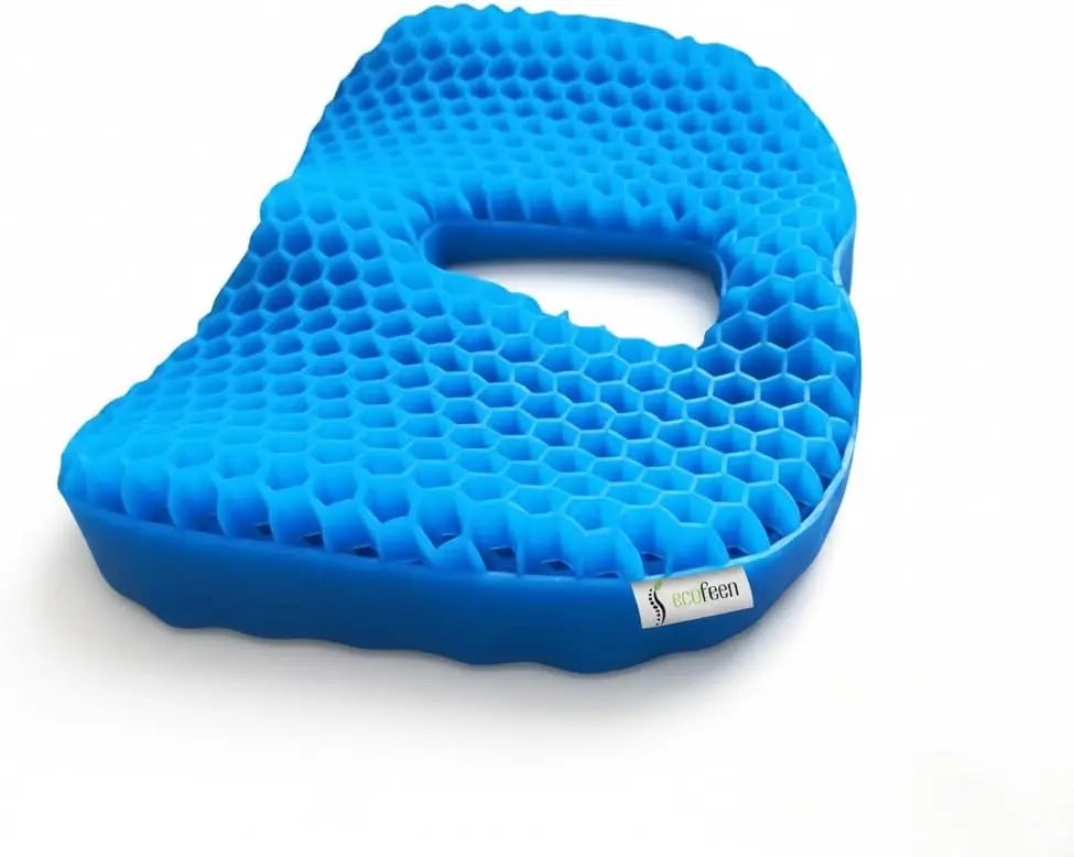 coussin siège confortable mousse latex bleu motif honeycomb orthopédique portable