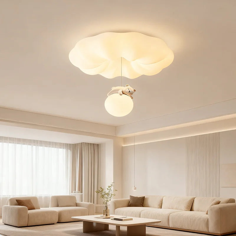 lampe moderne enfantine nuage ours blanc décoratif fixée éclairage chambre fille