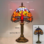 lampe table art nouveau tiffany multicolore base sculptée interrupteur bouton
