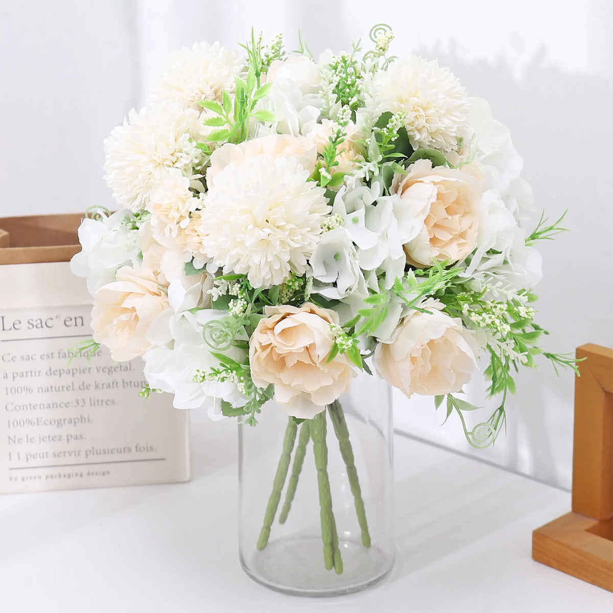 décoration intérieure bouquet fleurs artificielles pivoines dahlias modernes mariage baby shower anniversaire