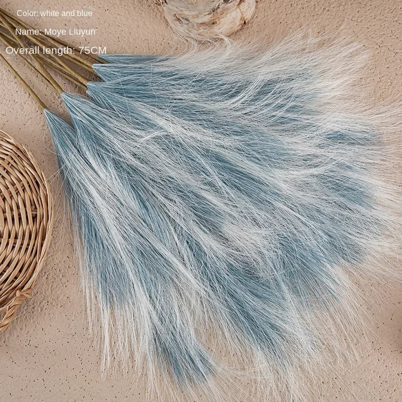 bouquet plumes artificielles gris rose beige bleu naturel rustique intérieur 75cm decoration fete mariage