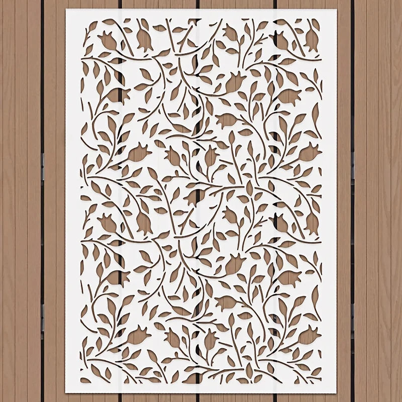 stencils diy opaques feuilles branches floral artisanal blanc vert clair brun clair a4 peinture