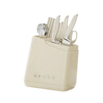 rangement couteaux moderne couleur beige vert rouge organise ustensiles cuisine spatules fourchette cuillère