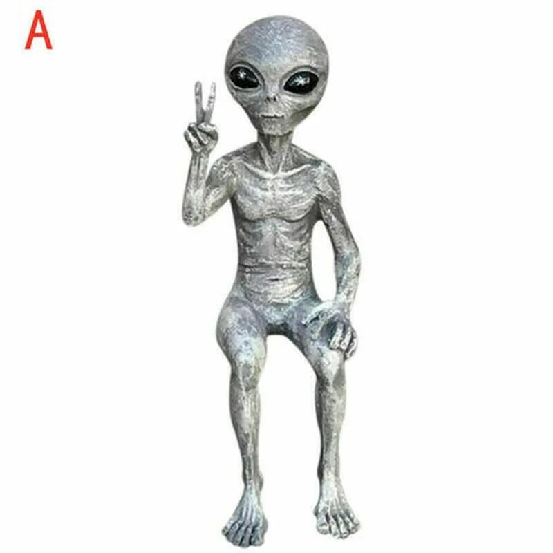 décoration jardin aliens argenté vert science fiction extérieure texteure grise humour paix silence