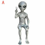 décoration jardin aliens argenté vert science fiction extérieure texteure grise humour paix silence