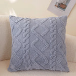 taies oreiller peluche jacquard géométrique couleurs rose beige bleu moderne salon chambre lit